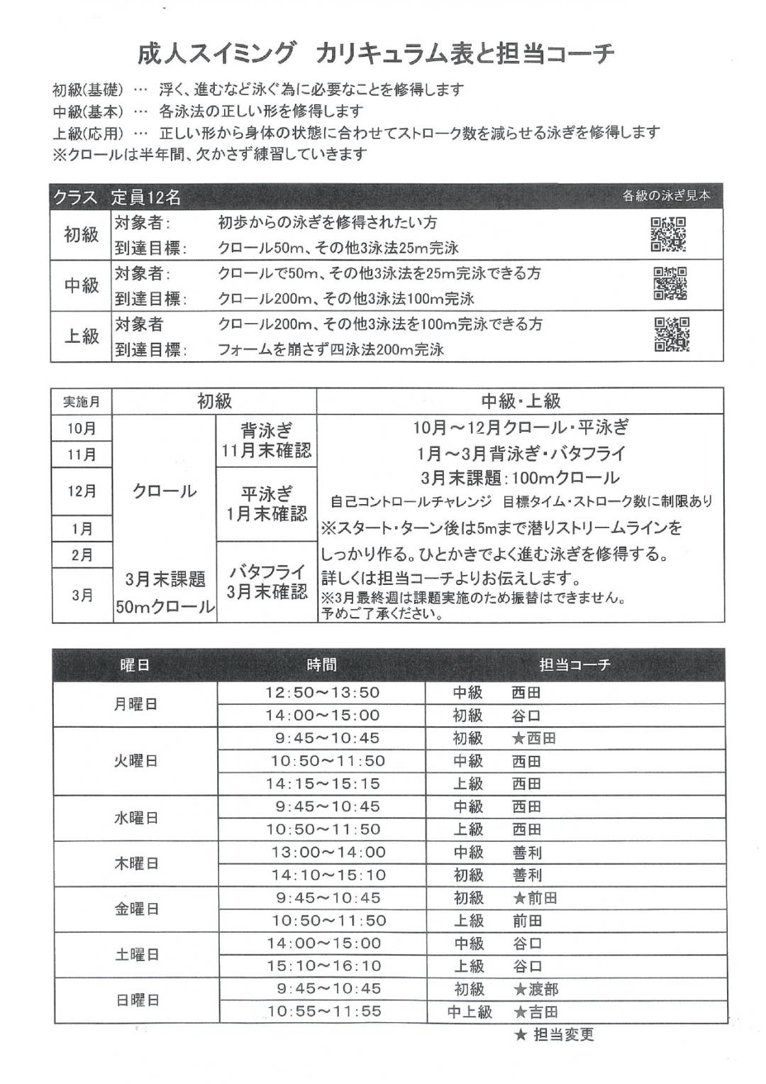 ピノス成人スクール半年間カリキュラム